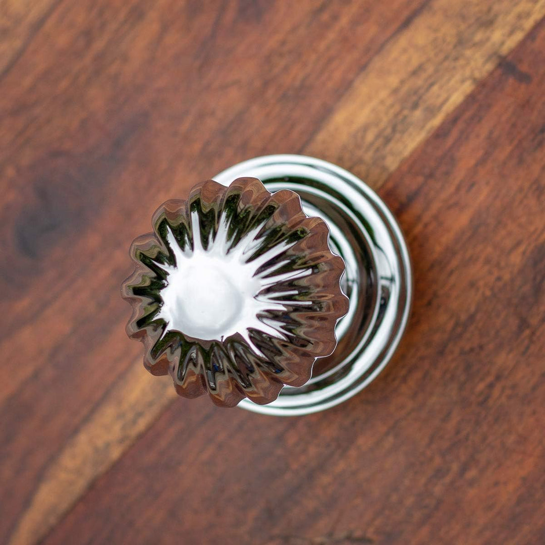 Antikas - Feststehender Türknauf mit Rosette, Türdrücker aus polierten Chrom, wie antik