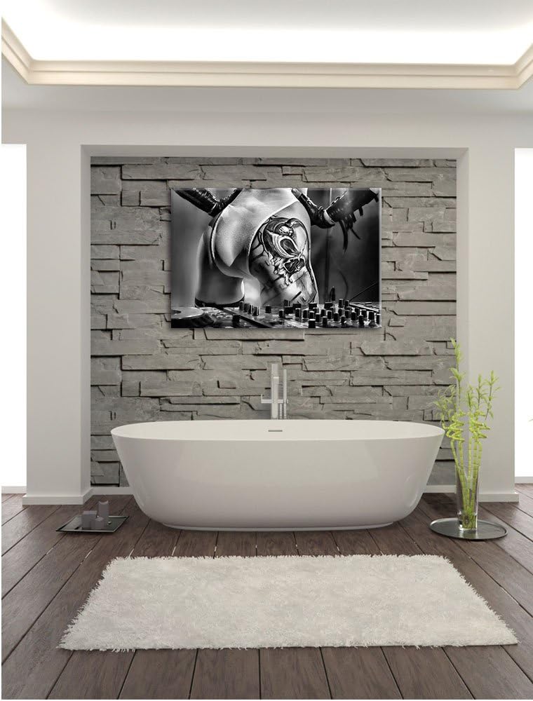 Pixxprint Sexy Frau am Plattenpult als Leinwandbild/Grösse: 100x70 cm/Wandbild/Kunstdruck/fertig bes
