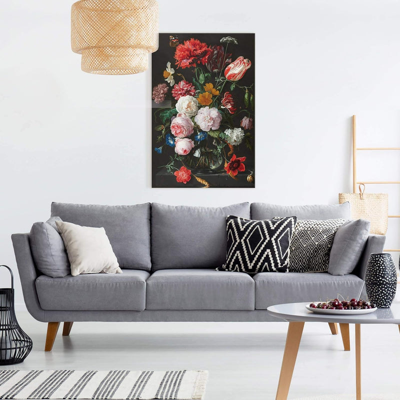 Leinwandbild Jan Davidsz de Heem Stillleben Blumen in Einer Glasvase, 90 x 60 cm 90cm x 60cm, 90cm x