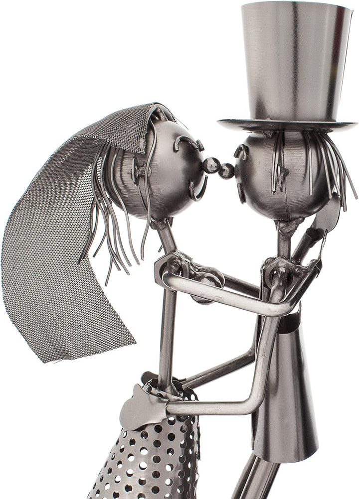BRUBAKER Weinflaschenhalter Hochzeitspaar - Flaschenständer aus Metall mit Grusskarte für Weingesche