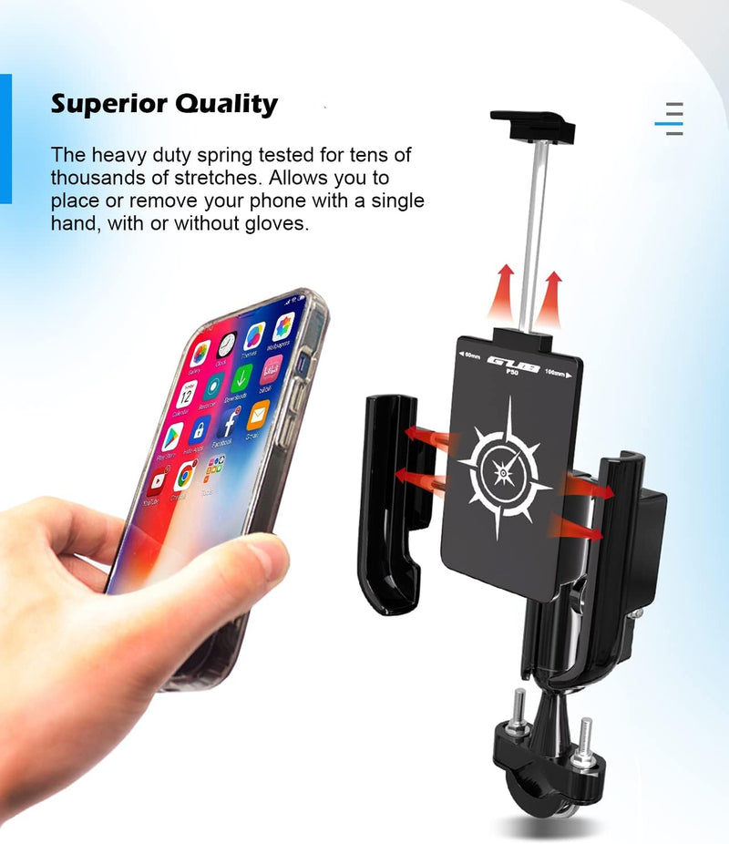 AGEofDMS Metall Handyhalterung Motorrad, Fahrrad Handy Halterung Lenker, Anti-Dieb 360 Drehung für i