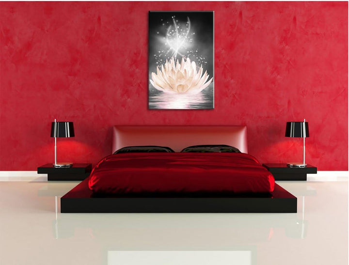 Pixxprint abstrakte Seerose als Leinwandbild/Grösse: 100x70 cm/Wandbild/Kunstdruck/fertig bespannt,