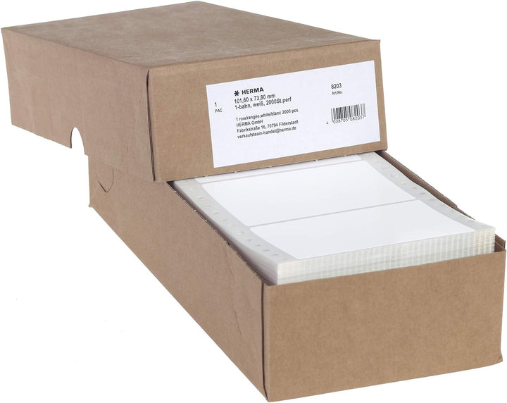 HERMA 8203 Computeretiketten endlos perforiert, 101,6 x 73,8 mm, 1-bahnig, 2000 Aufkleber, selbstkle