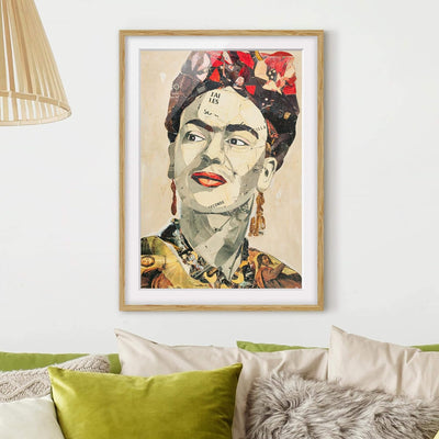 Bild mit Rahmen - Frida Kahlo - Collage No.2 - Rahmenfarbe Eiche, 40 x 30 cm 40cm x 30cm Eiche, 40cm