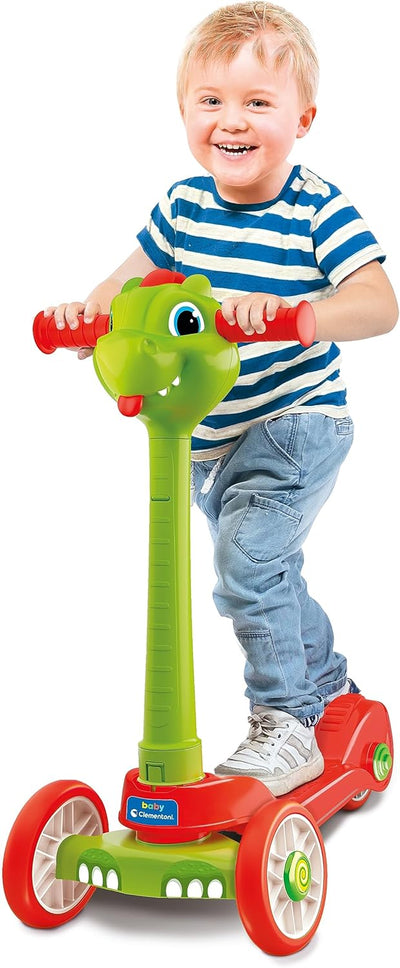 CLEMENTONI Unisex Kinder 120 Baby Dragon Push Scooter 2 Jahre mit 3 Rädern, Outdoor-Spiel und Innen-