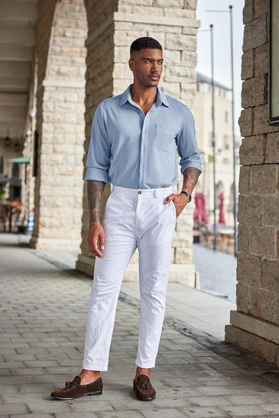 COOFANDY Herren Hemd Langarm Freizeithemd Casual Shirt Regular Fit elastische Hemden mit Tasche Herr