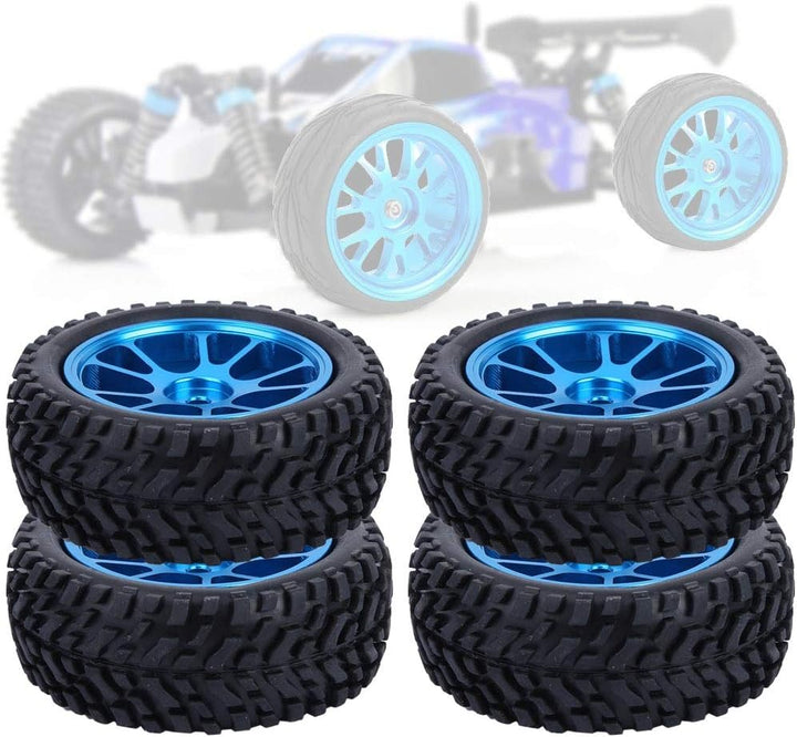 Drfeify RC-Autoreifen, 75-mm-Rallye-Reifen-Ersatzteil aus blauem Aluminium, kompatibel mit WL 1/18 A