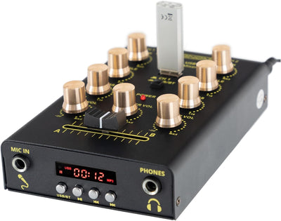 Pronomic DX-10 USB MKII DJ Mixer - kompakter 2-Kanal-DJ-Mixer - zwei Line-Eingänge - 2-Band Equalize