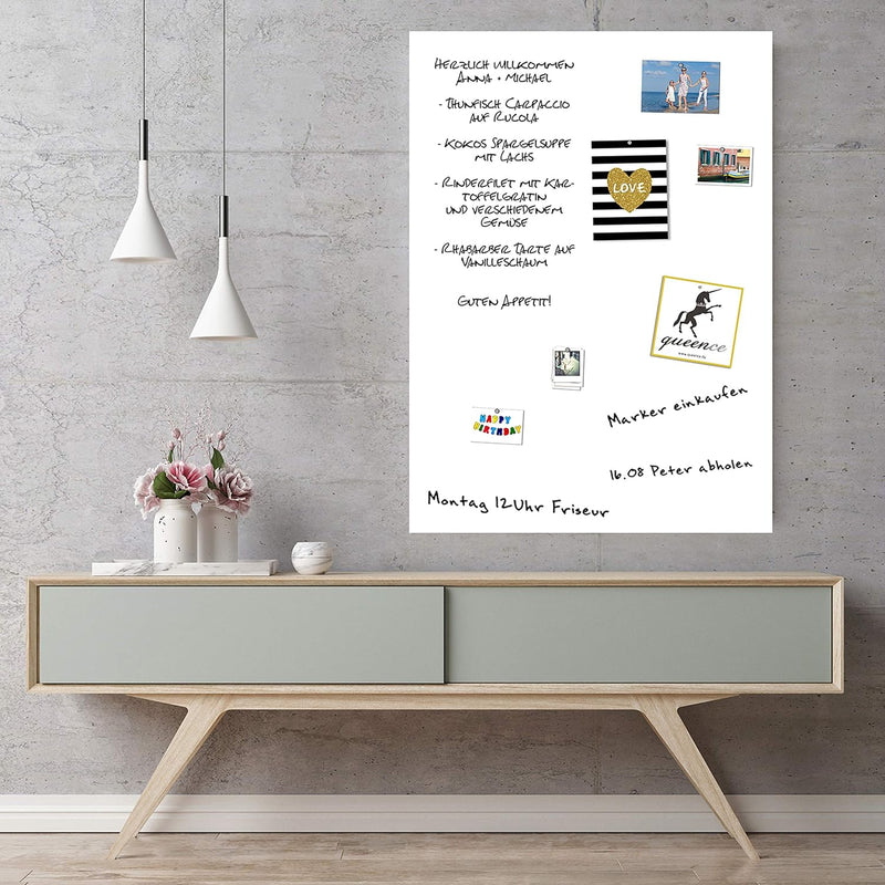 Queence Whiteboard Magnetisch 100x150 cm | Selbstklebende Folie | Weisswandtafel | Whiteboard | Schr