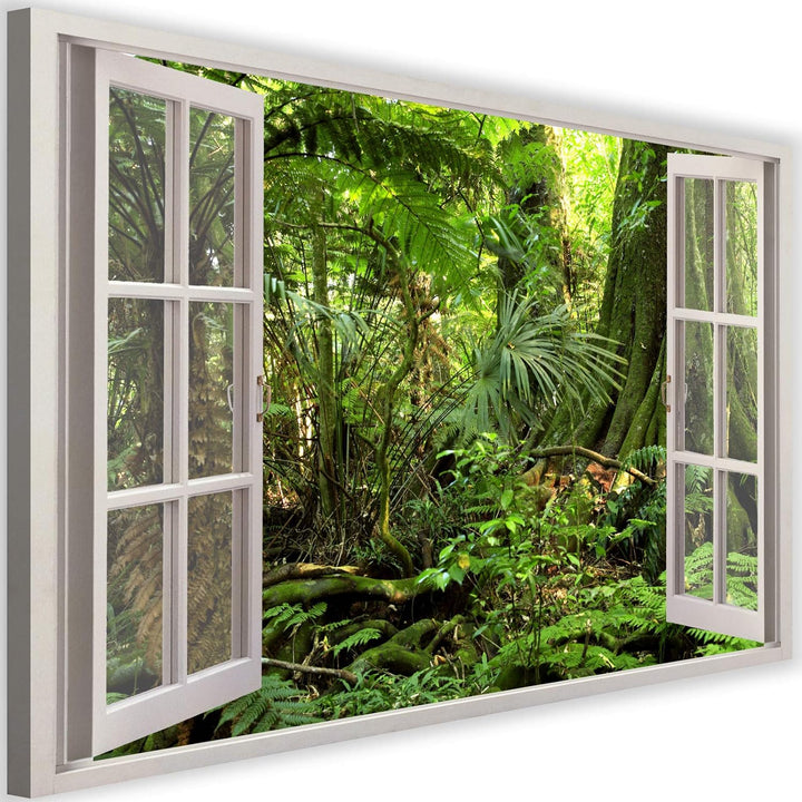 Feeby Bild auf Vlies Leinwand Blick Durch Ein Fenster 3D-Illusion 90x60 cm Kunstdruck Modern Wandbil