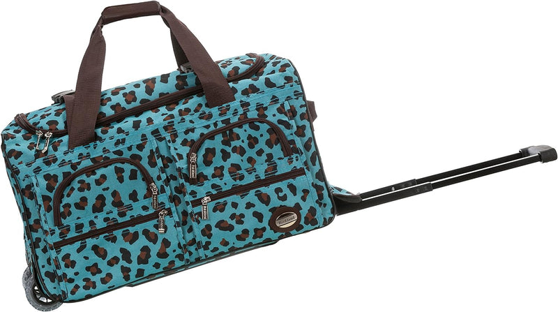 Rockland Reisetasche mit Rollen, Blauer Leopard, 22-Inch, Reisetasche mit Rollen 22-Inch Blauer Leop