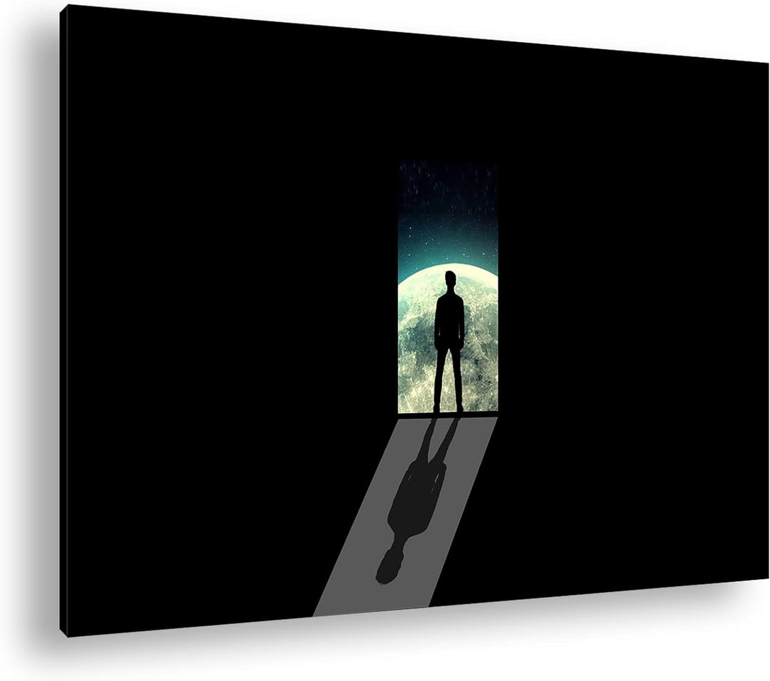 deyoli Der Man im Mond Format: 80x60 als Leinwandbild, Motiv fertig gerahmt auf Echtholzrahmen, Hoch