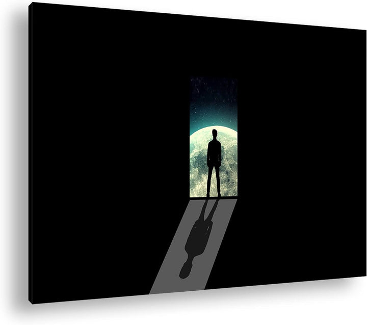 deyoli Der Man im Mond Format: 80x60 als Leinwandbild, Motiv fertig gerahmt auf Echtholzrahmen, Hoch