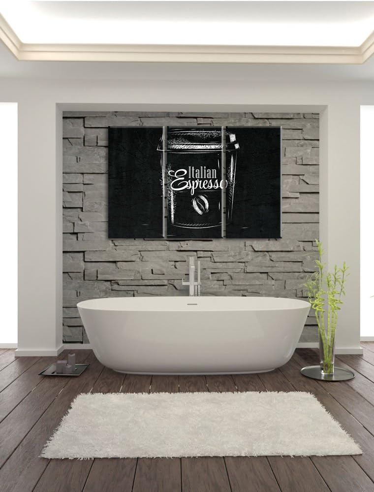 Pixxprint Italian Espresso schwarz 3-Teiler Leinwandbild 120x80 Bild auf Leinwand
