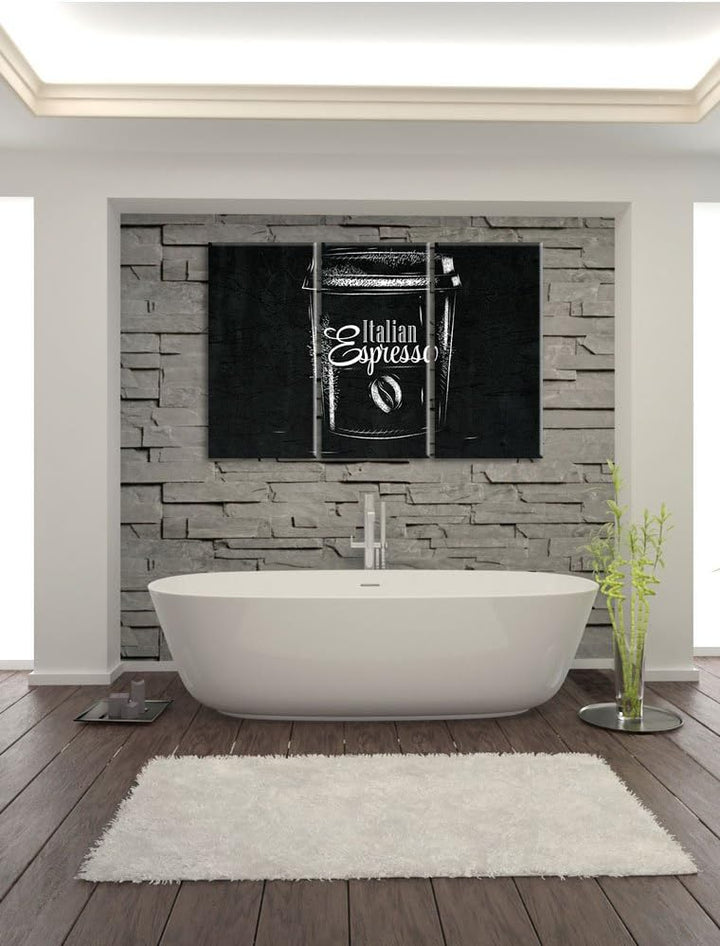 Pixxprint Italian Espresso schwarz 3-Teiler Leinwandbild 120x80 Bild auf Leinwand