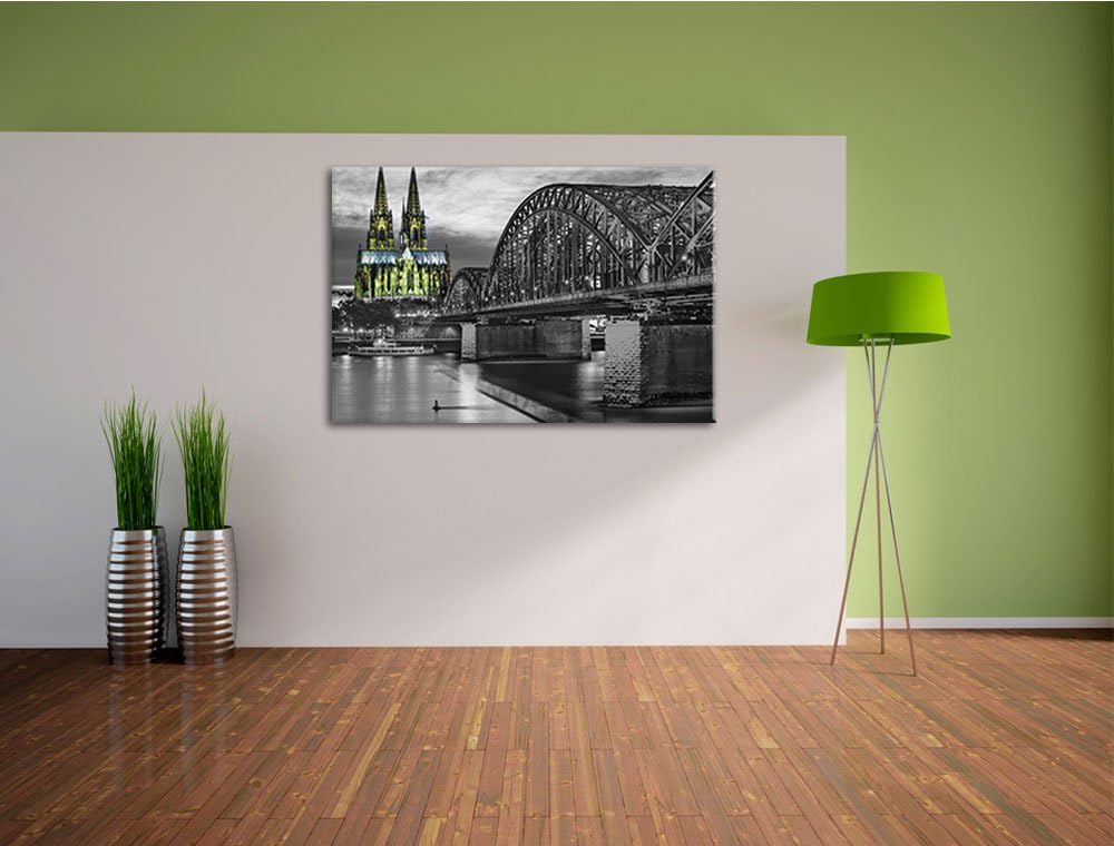 schöne Hohenzollernbrücke schwarz/weiss Format: 100x70 auf Leinwand, XXL riesige Bilder fertig gerah
