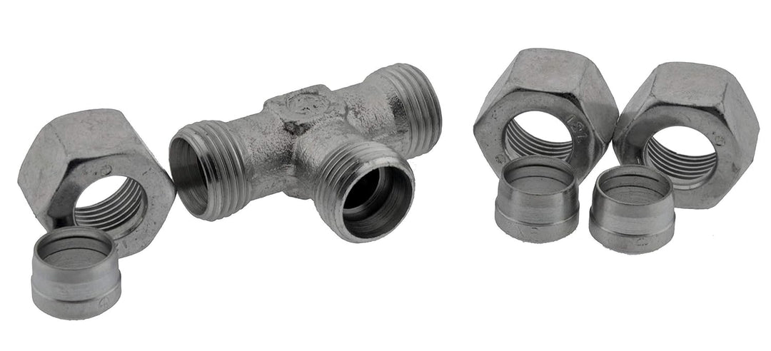 T - Schneidringverschraubung mit reduziertem Abgang 10 L - 8 L - 10 L, Edelstahl leichte Baureihe