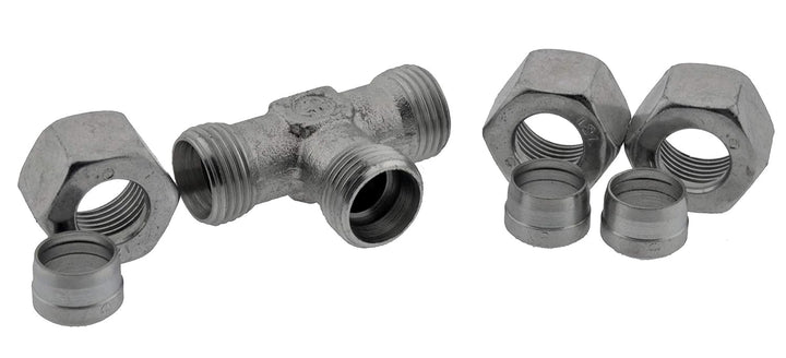 T - Schneidringverschraubung mit reduziertem Abgang 10 L - 8 L - 10 L, Edelstahl leichte Baureihe