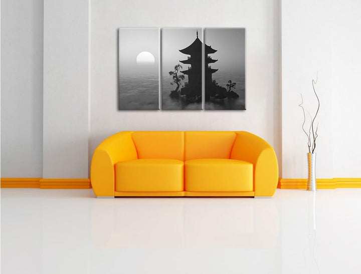 Pixxprint Buddhistischer Tempel in Asien als Leinwandbild/Grösse: 3 Teilig (120x80 cm) cm/Wandbild/K