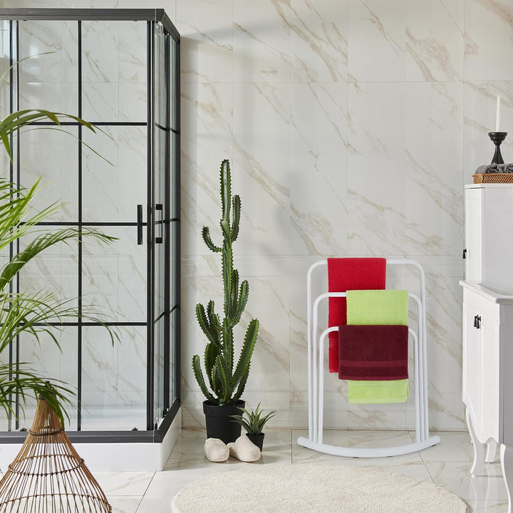 Relaxdays Handtuchhalter stehend, Metall, 3 Stangen, HxBxT: 86 x 66 x 21 cm, Handtuchständer Badezim