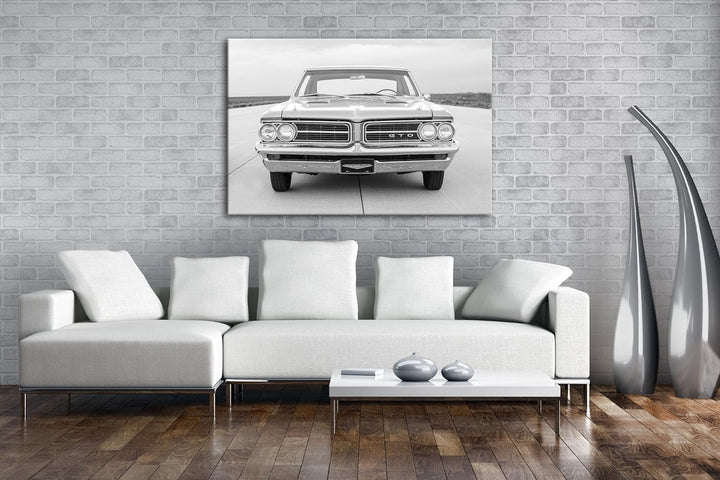 deyoli Muscle Car auf einer Landebahn Effekt: Schwarz/Weiss Format: 80x60 als Leinwand, Motiv fertig