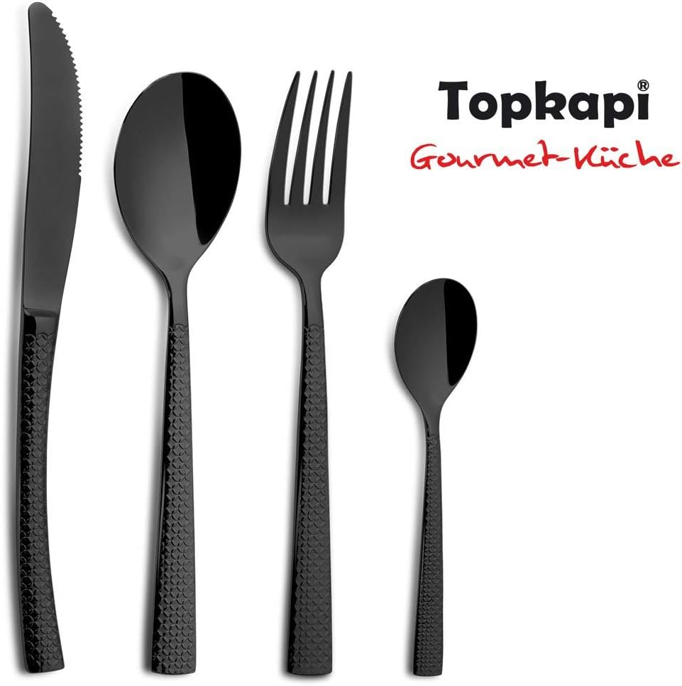 Topkapi Gourmet-Küche - 7211 Schwarz – Besteck Black Panther, 24-tlg Besteck-Set, Edelstahl in Farbe