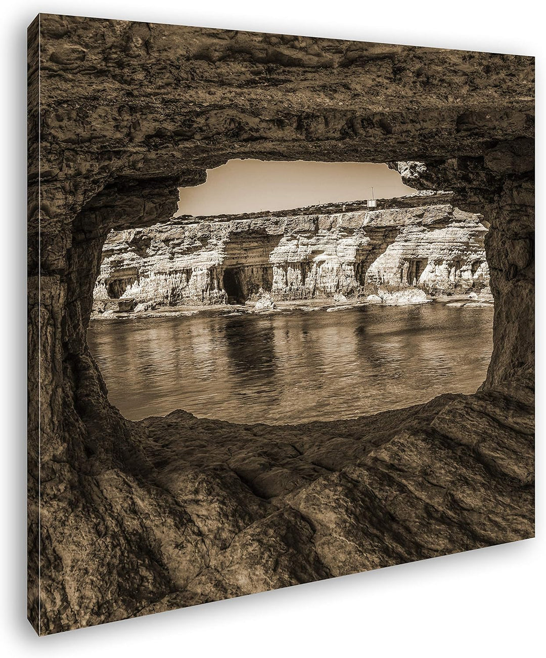 deyoli exotische Küste Format: 60x60 Effekt: Sepia als Leinwandbild, Motiv fertig gerahmt auf Echtho