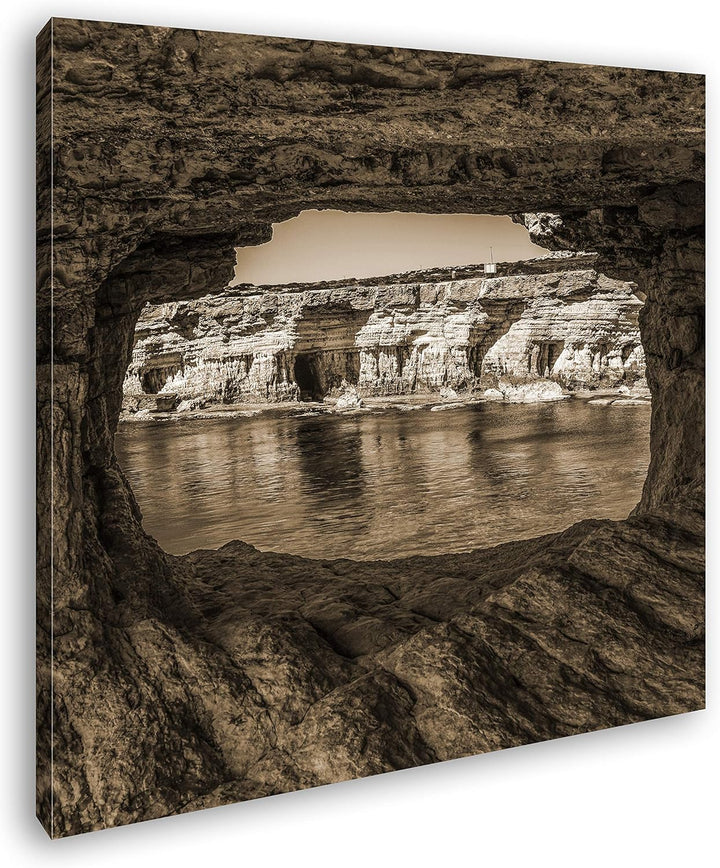 deyoli exotische Küste Format: 60x60 Effekt: Sepia als Leinwandbild, Motiv fertig gerahmt auf Echtho