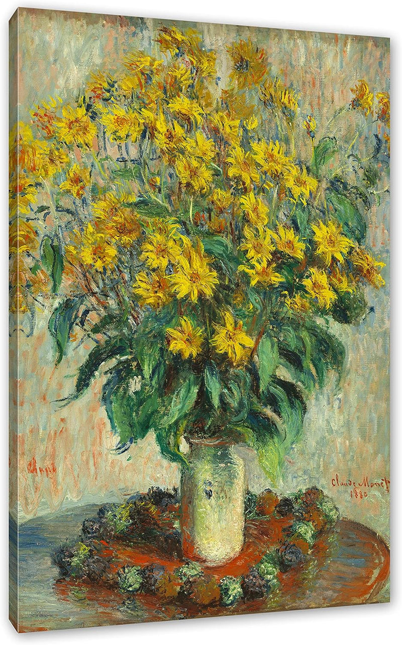 Generisch Claude Monet - Topinambur Blumen als Leinwandbild / Grösse: 100x70 cm / Wandbild / Kunstdr