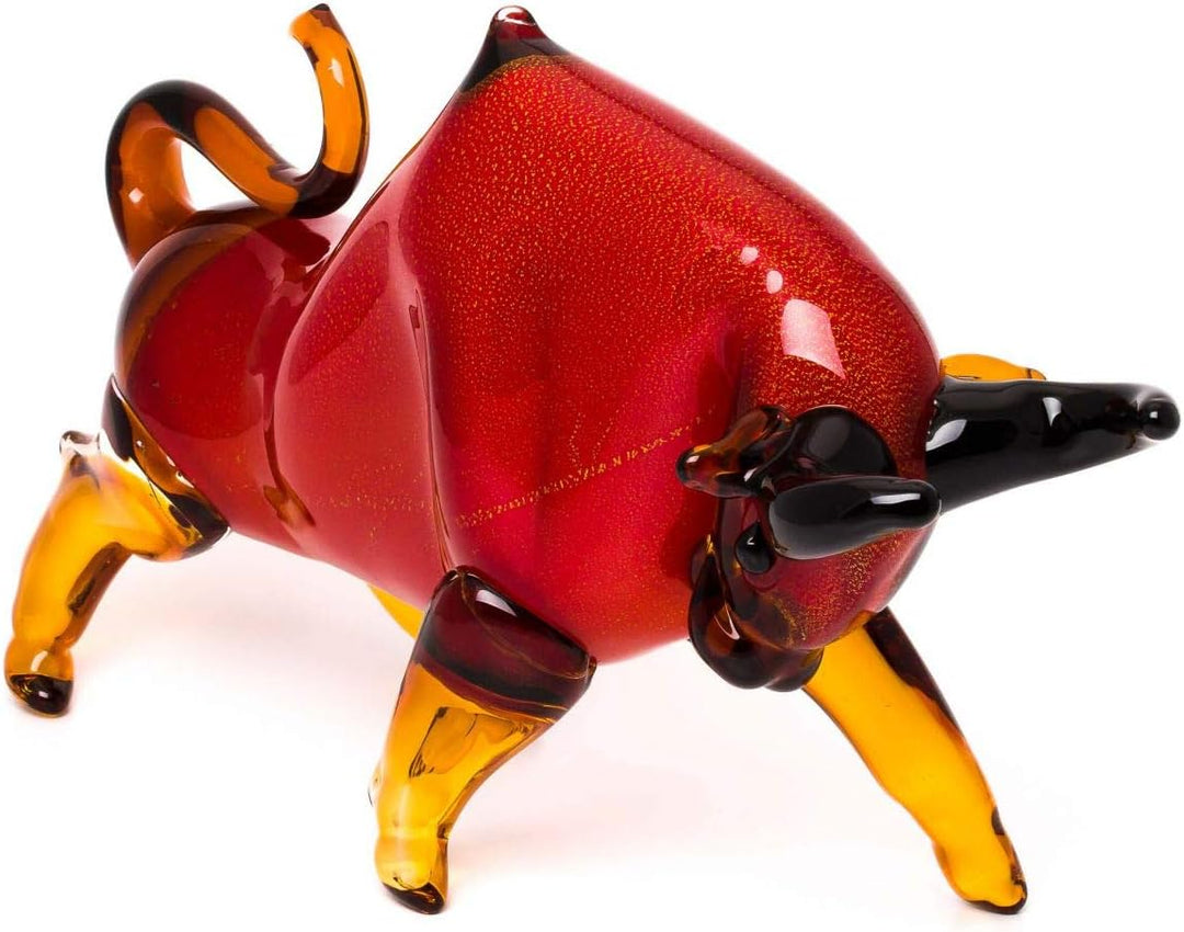 Stier aus Glas Figur rot Dekoration grosse Skulptur 50cm Glass Bull Taurus