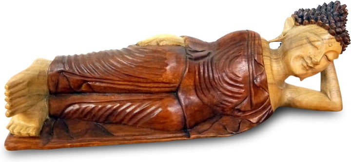 livasia Buddha, Buddhismus Statue, liegende Skulptur aus Holz, Dekofigur (50cm), 50cm