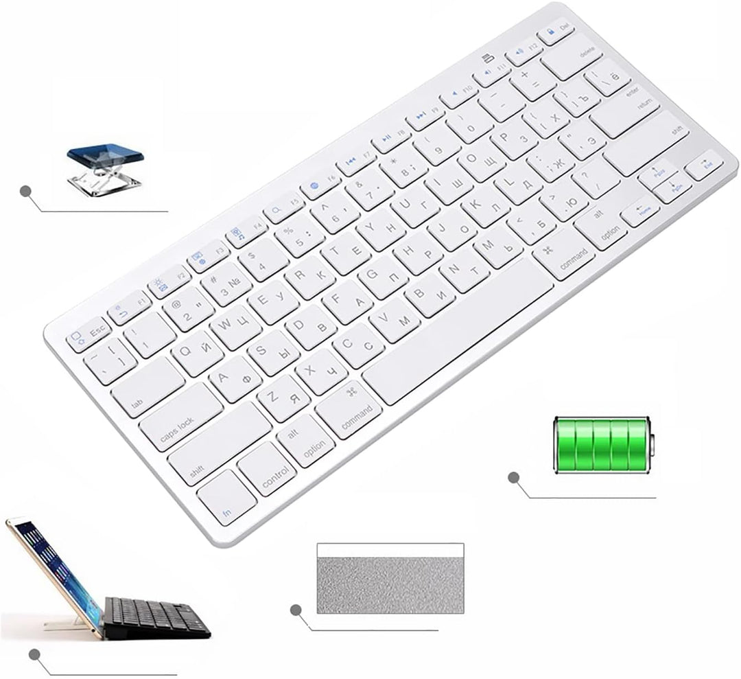 Bewinner Drahtlose russische Tastatur, 78 Tasten Bluetooth Ultradünne professionelle Multifunktionst