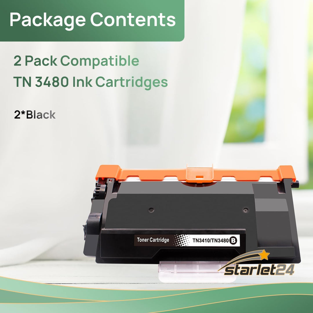 Starlet24 2X TN3480 TN-3480 Toner Kompatible für Brother TN3480, Toner Brother HL-L5100DN HL-L5100DN