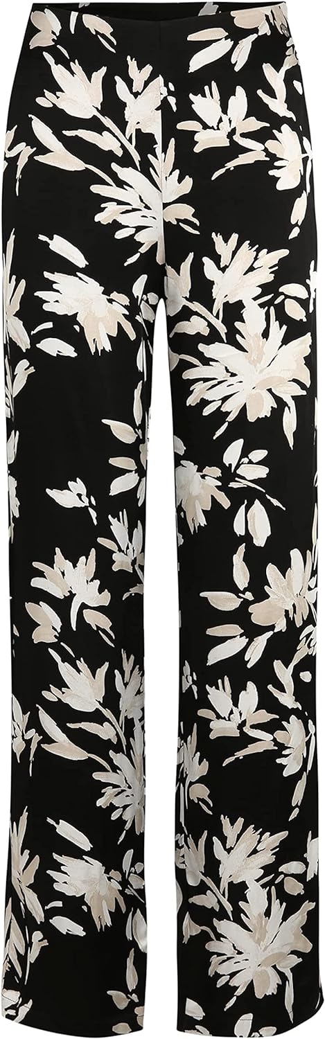 Tamaris Damen ALAMAR AOP Hose mit weitem Bein 38 Black Flower Aop, 38 Black Flower Aop