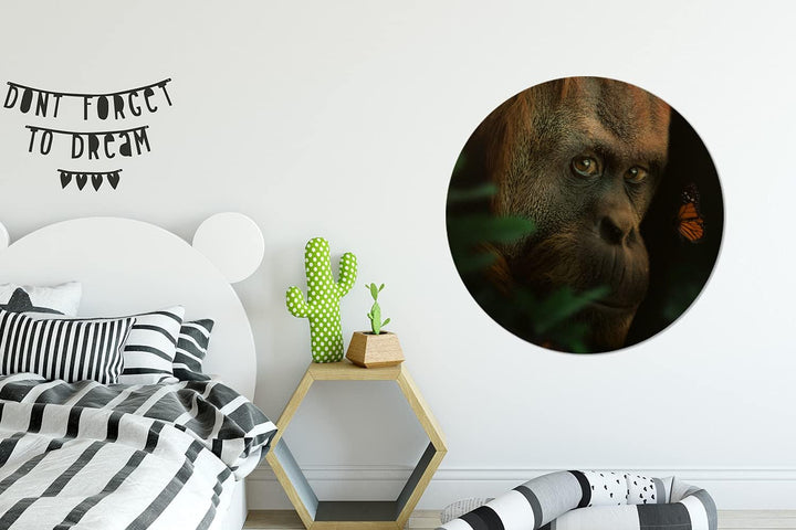 MuchoWow Wandbild Rund Wanddeko Deko Wohnzimmer Bilder 90x90 cm Tiere - Affe - Natur, 90x90 cm