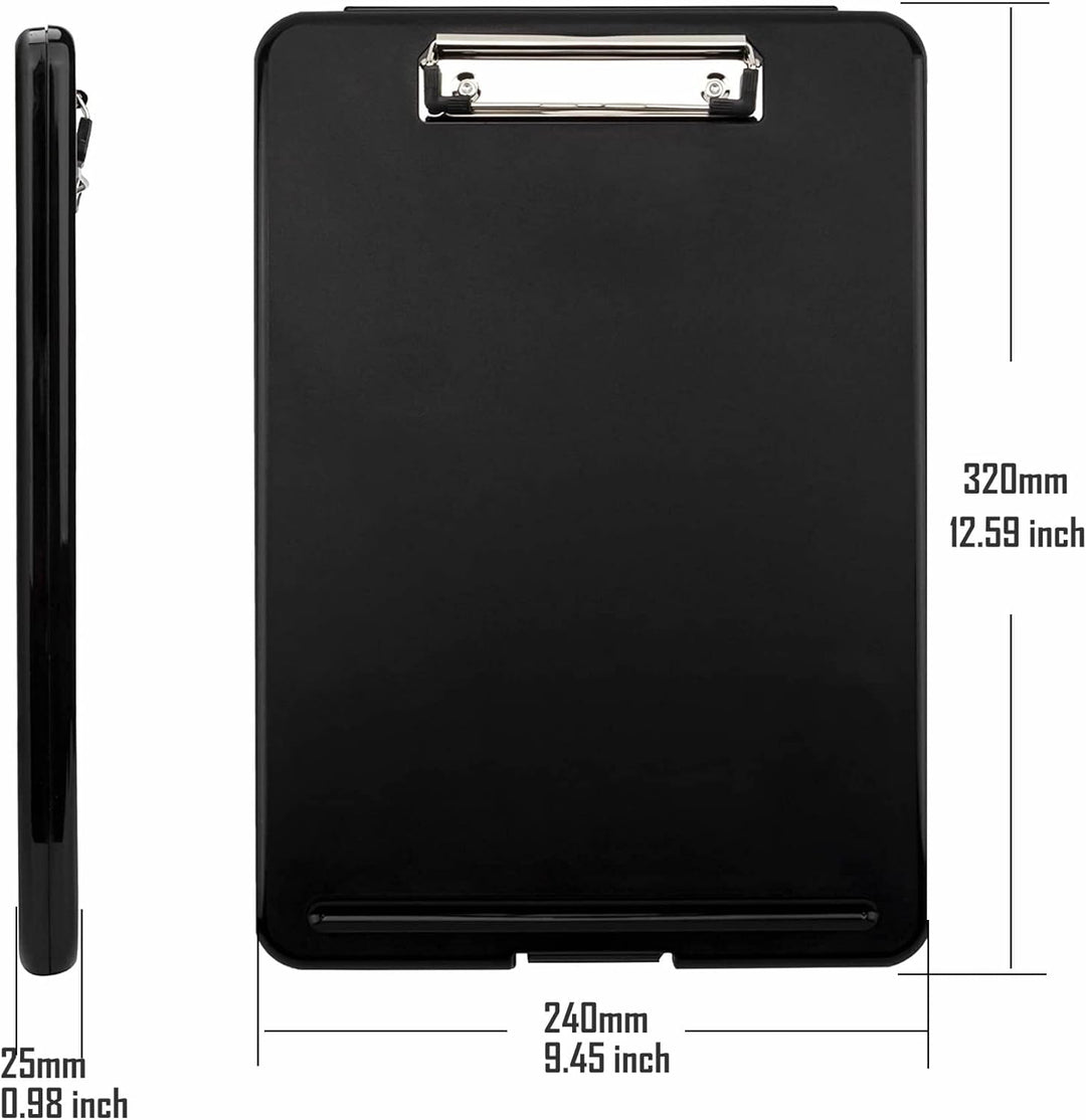 4er A4 Klemmbrett mit Aufbewahrungsfach, Portable Formularhalter mit Aufbewahrungsbox, Portable Schr