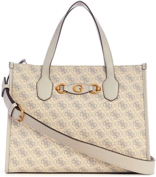 GUESS Izzy 2 Compartment Tote, Handtasche, Umhängetasche, Hellgrau-Beige