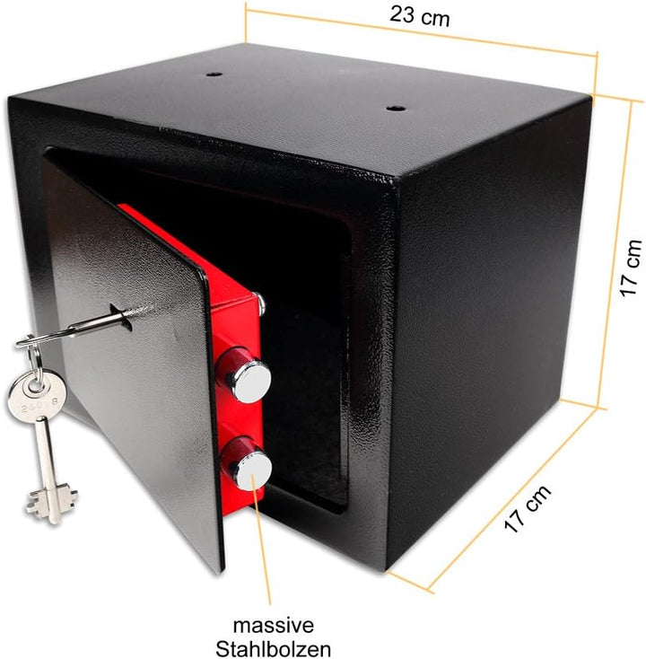 Schramm® Safe Tresor mit Schloss Minisafe Minitresor Wandtresor Möbeltresor Wandsafe mit Schlüssel S