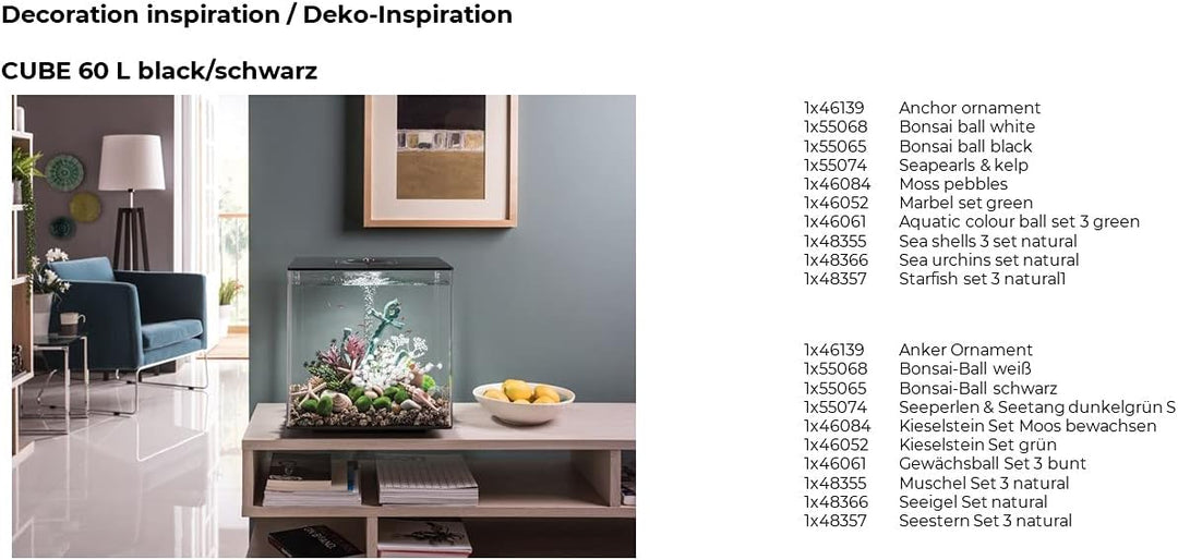 biOrb 46139 Anker Ornament – detaillierte Aquariendekoration in grün/ türkis mit Muschel und Koralle