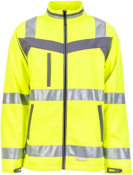 Grösse S Unisex Planam Plaline Warnschutz Softshelljacke gelb schiefer Modell 5661 S Gelb/Schiefer,