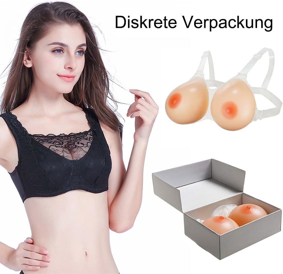 FESVINA Strap on Silikon Brust Formt Fake Boobs für Crossdresser Transgender Mastektomie Cosplay DD
