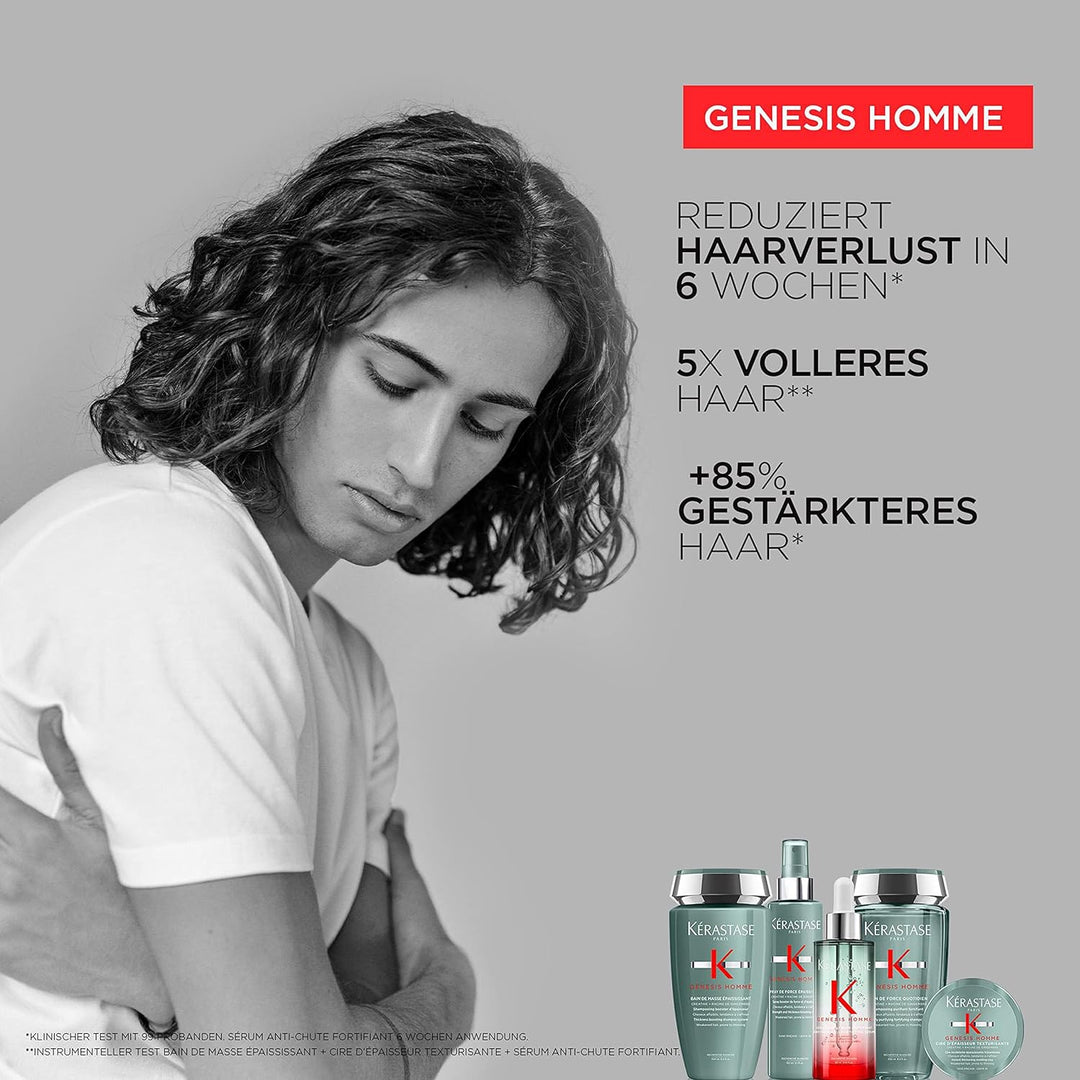 Kérastase, Genesis Homme, Pflegeroutine mit Shampoo, Haarkur, Haarwachs und Stylingspray, Für geschw