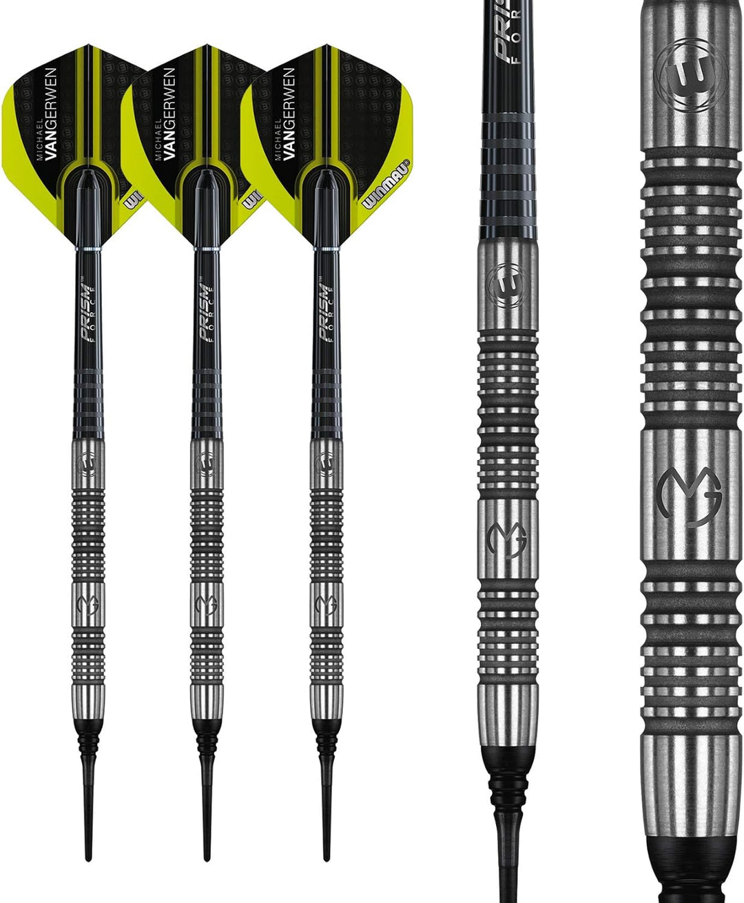 WINMAU Michael Van Gerwen MvG Authentic 22g Profi Wolfram Softip Dartpfeile Set mit Flights und Schä