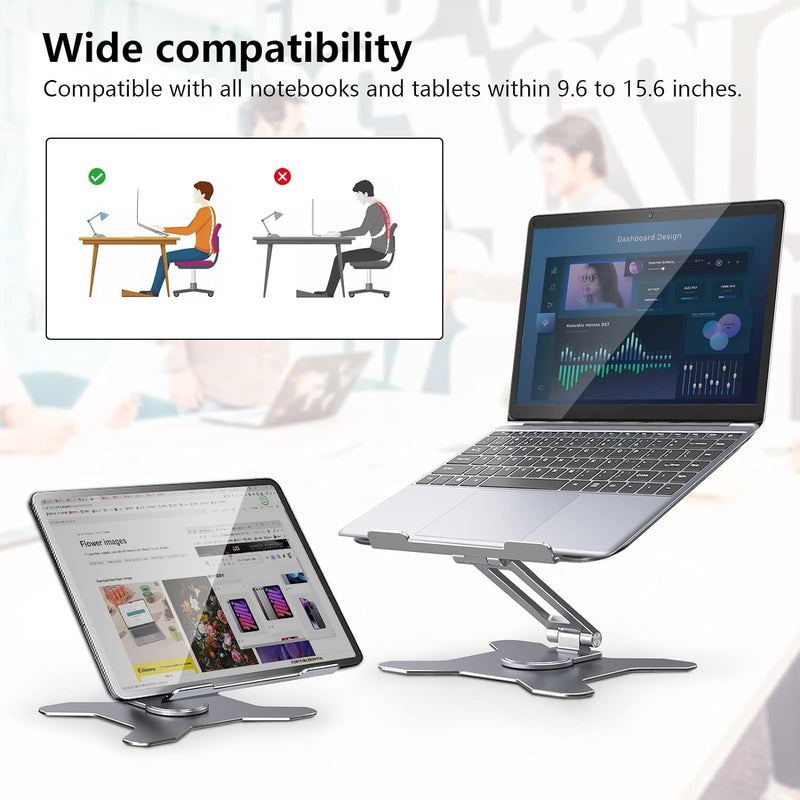 Teskyer 360° Drehung Laptop Ständer, Verstellbarer Laptop Stand, Aluminiumlegierung Laptopständer, H