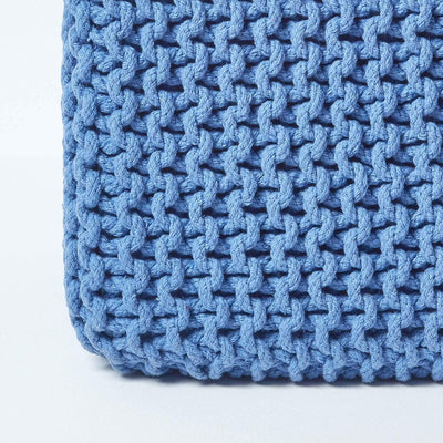 Homescapes Sitzhocker Sitzwürfel blau 35 x 35 x 35 cm, Strick Pouf, grob gestrickter Bezug aus 100%