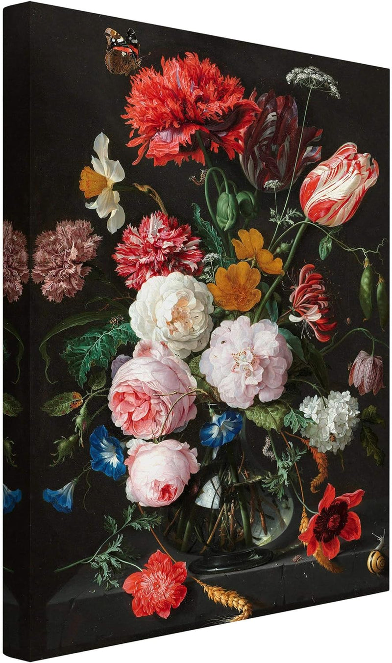 Leinwandbild Jan Davidsz de Heem Stillleben Blumen in Einer Glasvase, 90 x 60 cm 90cm x 60cm, 90cm x