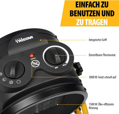 Elektrisches Heizgerät Tristar KA-5072 - Industrieheizung - Keramik - Turbo-Modus und Ventilationsfu