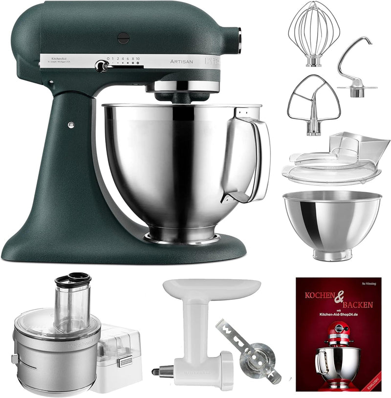 KitchenAid Küchenmaschine Artisan - P24 Food Processor Set Spezial 185er (K) - 5KSM185PSEPP inkl. Fo