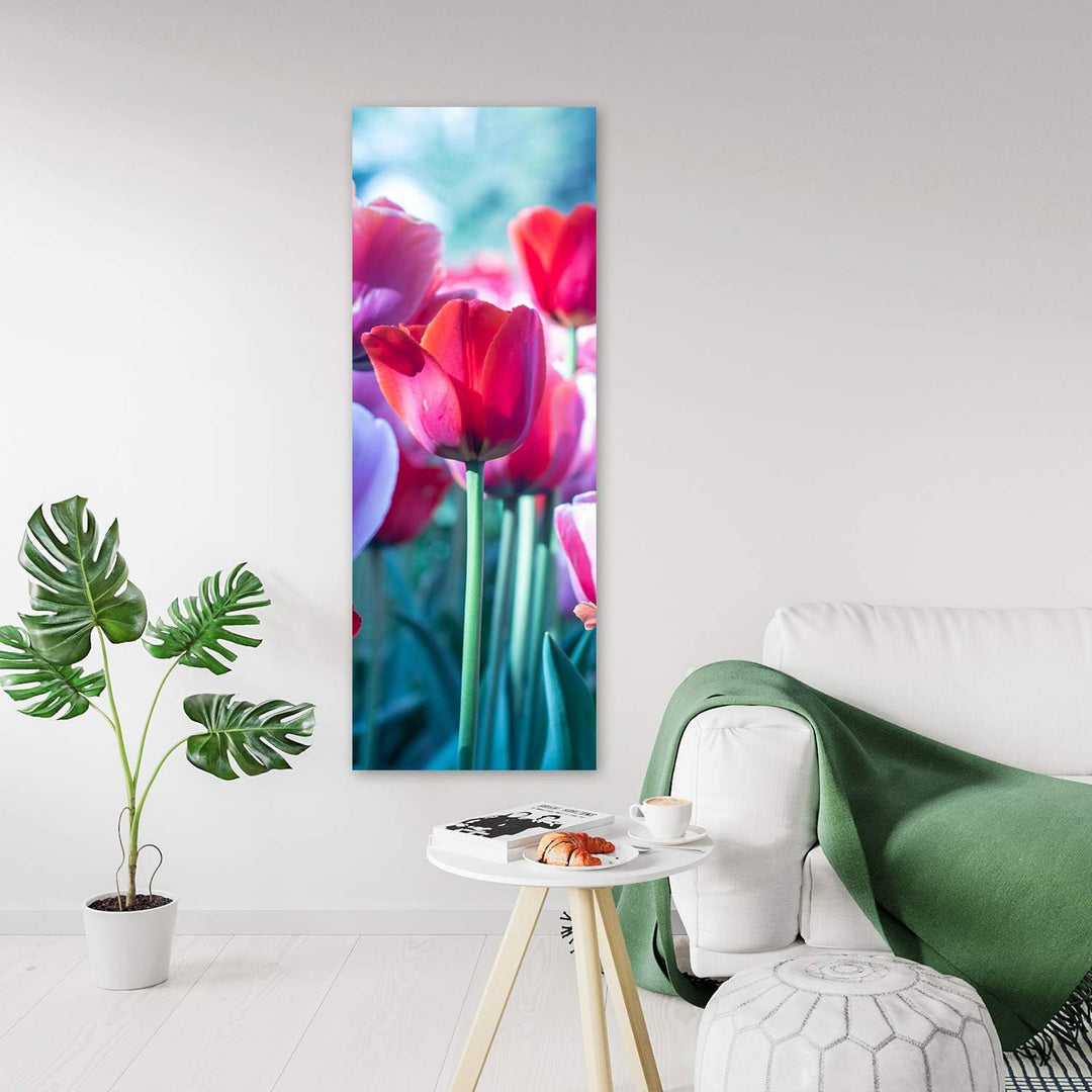 Feeby Bilder Tulpen 30x90 cm 1 Teilig Wohnzimmer Schlafzimmer Büro Flur Küche Wandbilder Leinwandbil