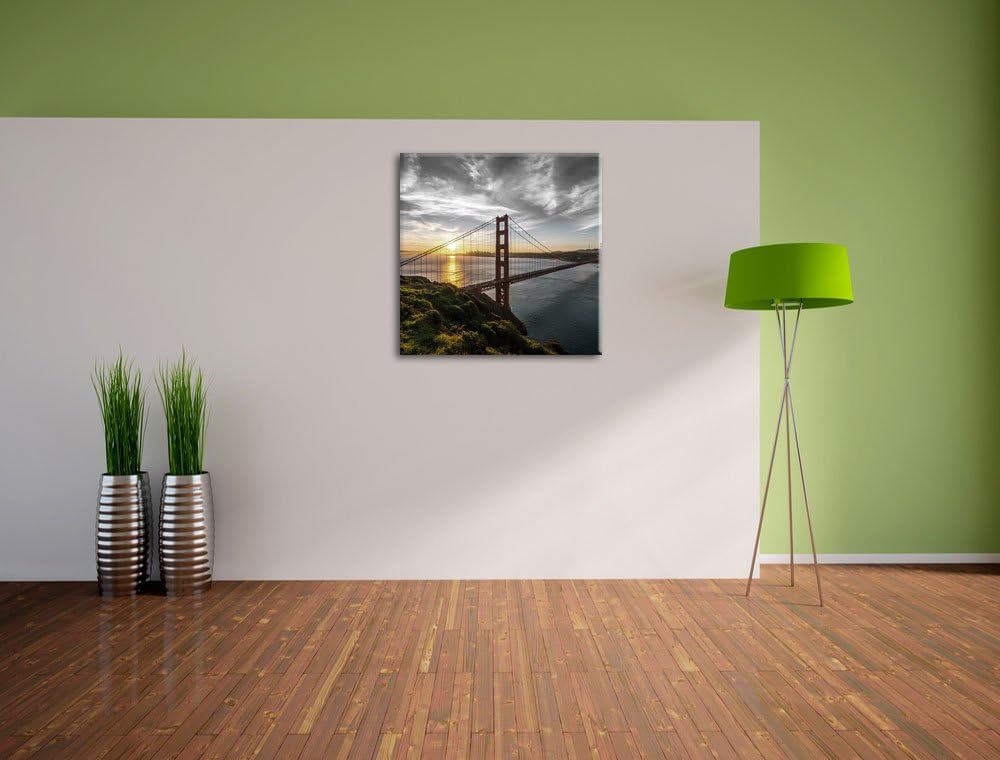 Pixxprint Golden Gate Bridge als Leinwandbild/Grösse: 70x70 cm/Wandbild/Kunstdruck/fertig bespannt,